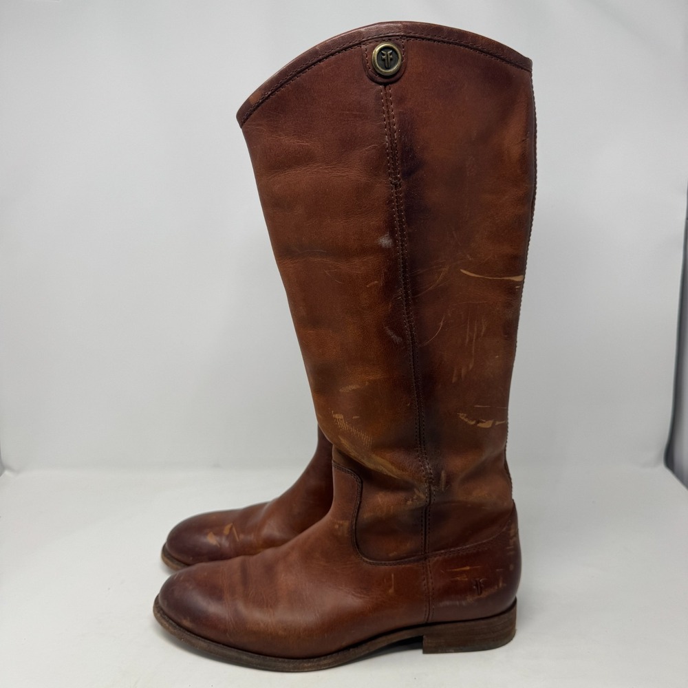 Frye Melissa Button Riding Boots Extended Calf Mahogany Leather Women's 8.5 B - Picture 7 of 11